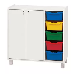 Úložný prostor se dveřmi a pěti otevřenými koši/přihrádkami - Bílá