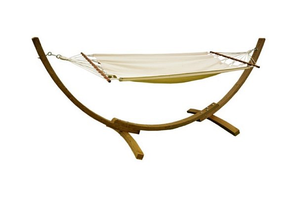 LEA - elegantní houpací síť z masivního smrkového dřeva 355x104x128cm - Červená - komplet