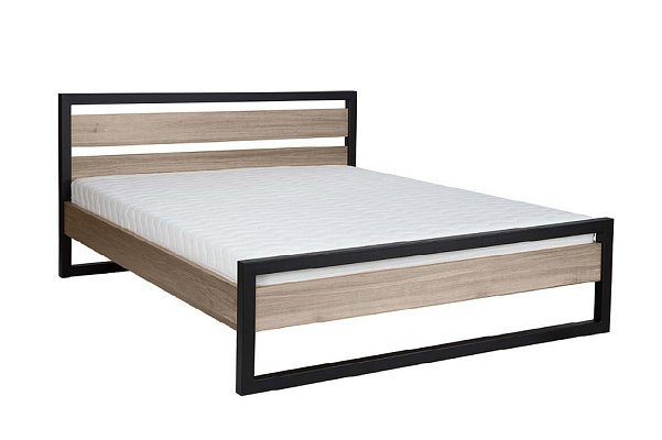 Postel z masivního přírodního dubu, jednolůžko 120x200cm - Dub bělený