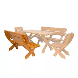 MARIO - zahradní lavice z masivního smrkového dřeva 150x62x89cm - Ořech