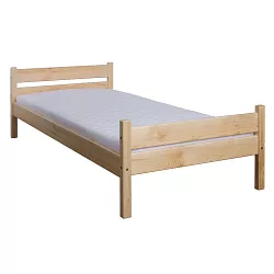 Postel z masivní borovice, jednolůžko 90x200cm - Šedá