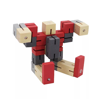 Dřevěný auto-robot červený