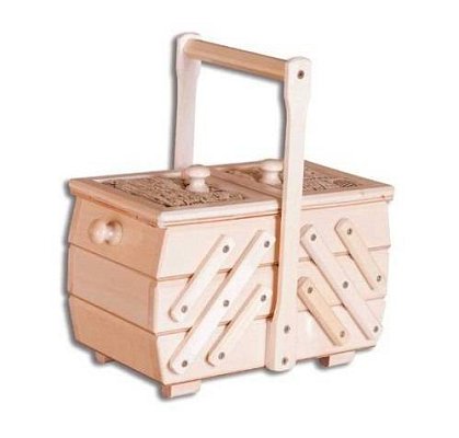 Košík na šití z borovicového dřeva 29x16x17cm - Buk - doprodej
