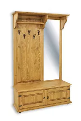 Předsíňová sestava z masivní borovice 120x195x40 cm - Rustikal - jasný vosk