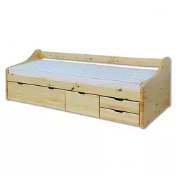 Postel z masivní borovice s úložným prostorem 90x200cm - Šedá - POSLEDNÍ KUS