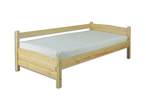 Postel z masivní borovice s bočním obkladem, jednolůžko 90x200cm - Borovice