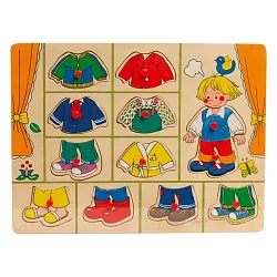 Dřevěné puzzle s úchyty - Chlapeček - 12 dílků