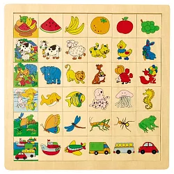 Dřevěné puzzle - Poznej, co kam patří - zvířátka