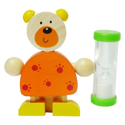 Dřevěné přesýpací hodiny na čištění zubů - Medvídek