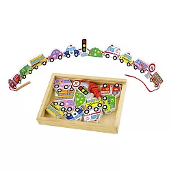 Dřevěná navlékací sada - Auta POSLEDNÍ KUSY