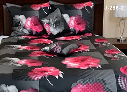 Povlečení satén - Černá s růžemi - POSLEDNÍ KUSY