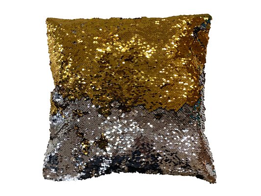 Povlak na polštářek flitrový - žluto-stříbrný