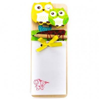 Poznámkový blok s tužkou - Sovy