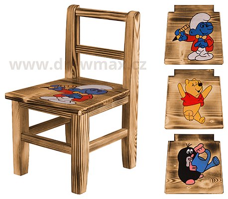 Jídelní židlička Medvídek Pú z masivního smrku - 27x27x45cm v.24cm 
