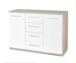 Komoda 116x40x82cm - Bílá/dub sonoma
