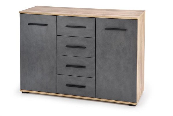 Komoda 116x40x82cm - Šedá/dub rustikal (votan)