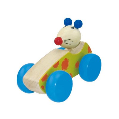Dřevěné závodní autíčko s myškou