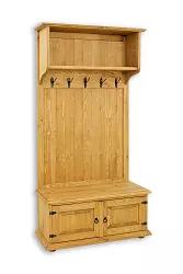 Předsíňová sestava z masivní borovice 100x195x40 cm - Rustikal - jasný vosk