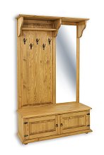 Předsíňová sestava z masivní borovice 120x195x40 cm - Rustikal - jasný vosk