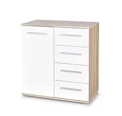 Komoda 77x40x82cm - Bílá/dub sonoma