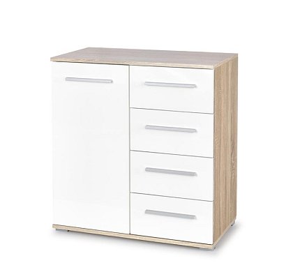 Komoda 77x40x82cm - Bílá/dub sonoma