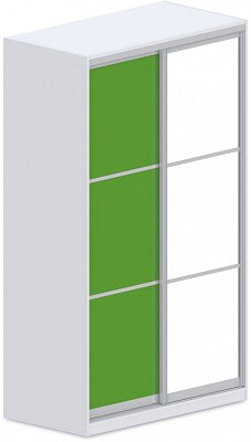 Šatní skříň s posuv. dveřmi, zrcadlo 120x62x205cm - Brilliant white