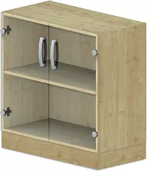 Skříň policová, prosklená dvířka 80x42x82,5cm - Šedá