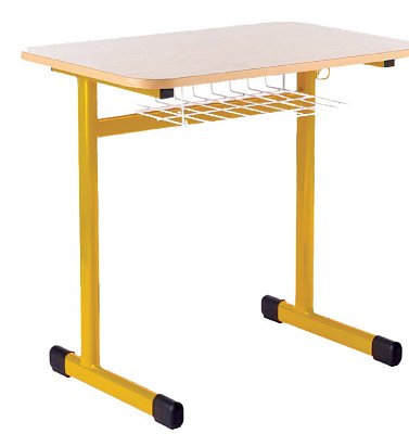 Školní stůl TITAN jednomístný s košíkem - v. 59 cm - Žlutá/Buk 13