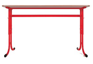 Školní stůl TITAN PLUS dvoumístný bez košíku - v. 59 až 82 cm - Červená/Buk 13