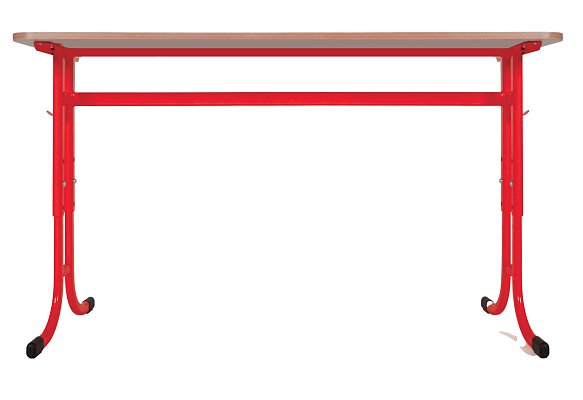 Školní stůl TITAN PLUS dvoumístný bez košíku - v. 59 až 82 cm - Červená/Buk 13