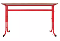 Školní stůl TITAN PLUS dvoumístný bez košíku - v. 59 až 82 cm - Oranžová/Bílá