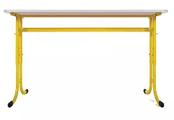 Školní stůl TITAN PLUS dvoumístný bez košíku - v. 59 až 82 cm - Zelená/Bílá