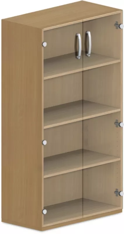 Skříň policová, prosklená dvířka 80x42x145cm - Třešeň