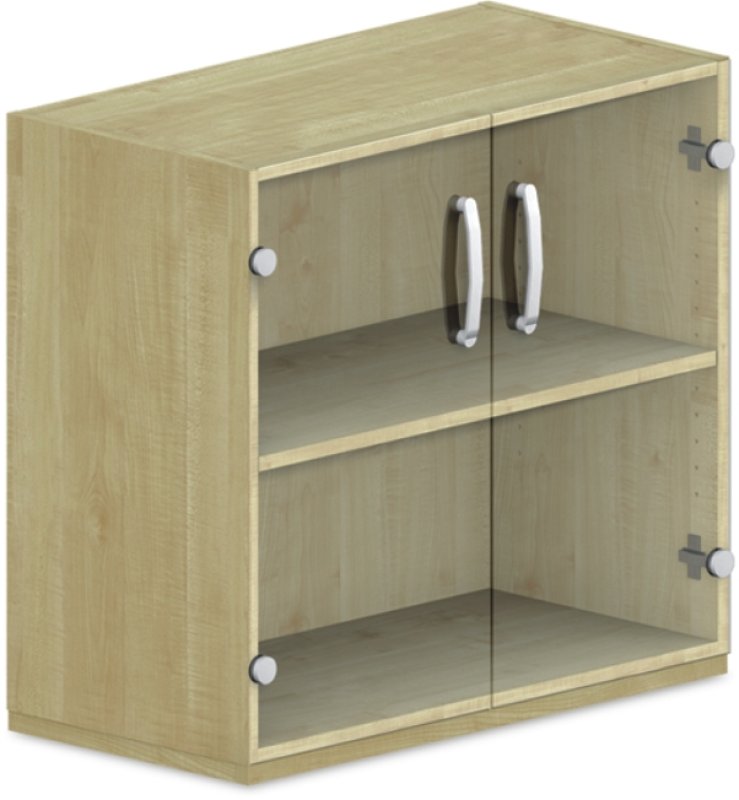 Skříň policová, prosklená dvířka 80x42x75cm - Šedá