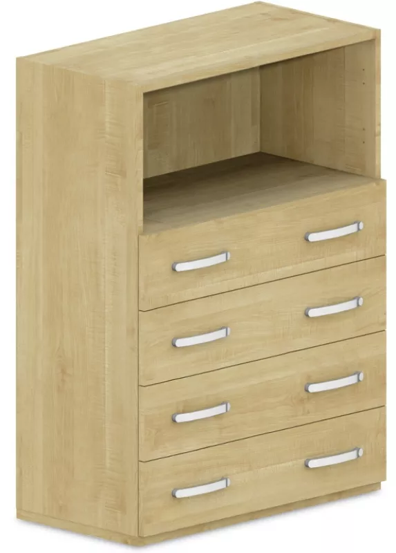 Skříň policová, zásuvky/niky 80x42x110cm - Třešeň