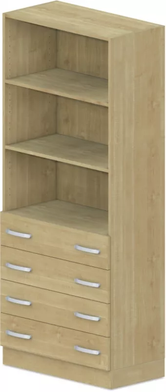 Skříň policová, zásuvky/niky 80x42x187,5cm - Wenge