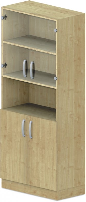 Skříň policová, prosklená dvířka 80x42x187,5cm - Šedá