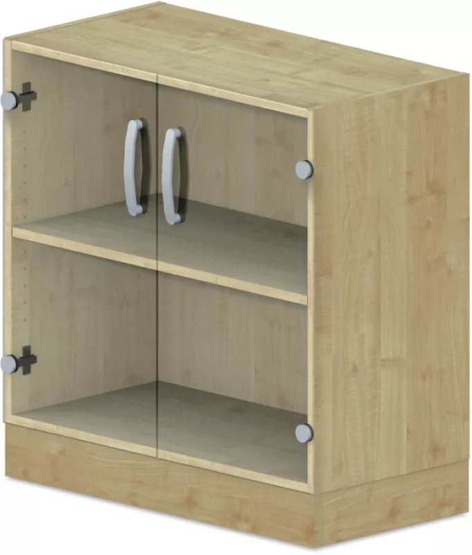 Skříň policová, prosklená dvířka 80x42x82,5cm - Třešeň