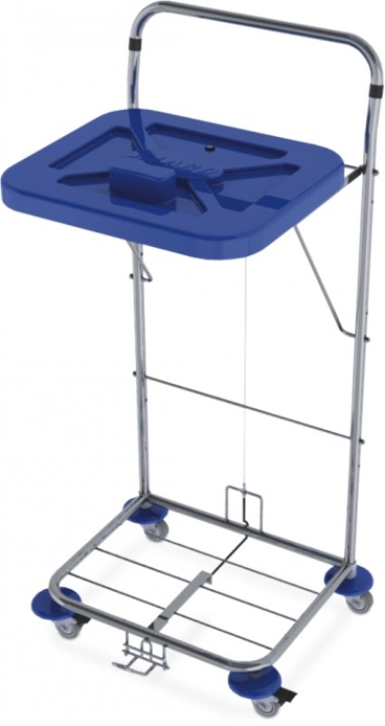 Vozík na sběr prádla, ruční ovládání  - Modré víko