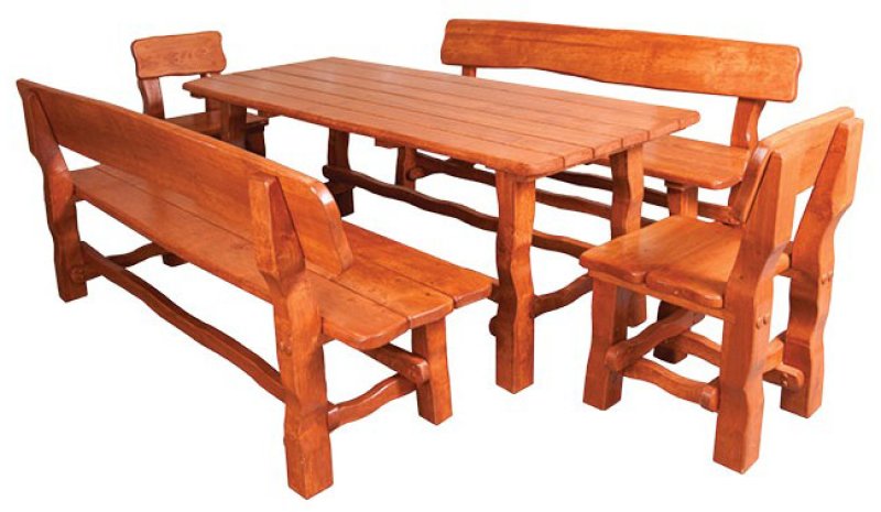 MAX - zahradní set  z masivního olšového dřeva, lakovaný  - Olše přírodní