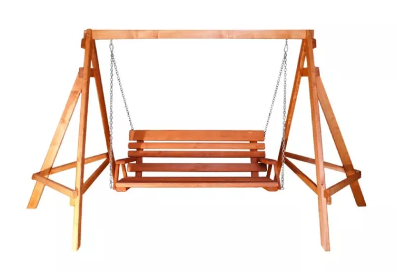 Lavice závěsná houpací z masivního smrkového dřeva 350x180x200cm - Týk