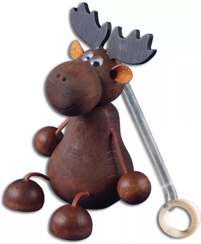 Figurka sob na pružince z masivní borovice výška 13cm