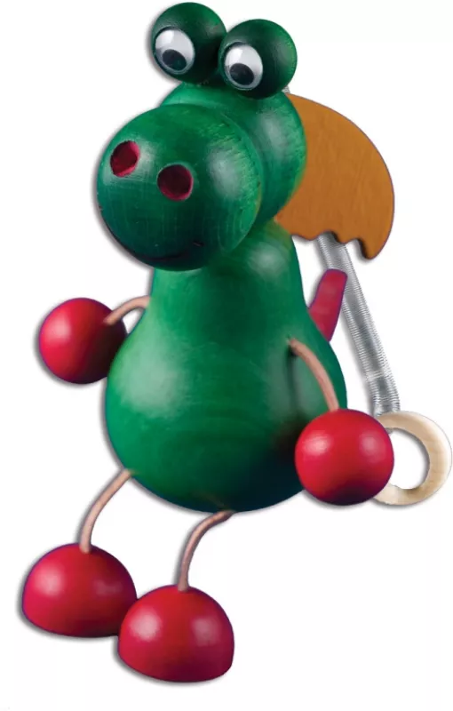 Figurka dráček na pružince z masivní borovice výška 13cm