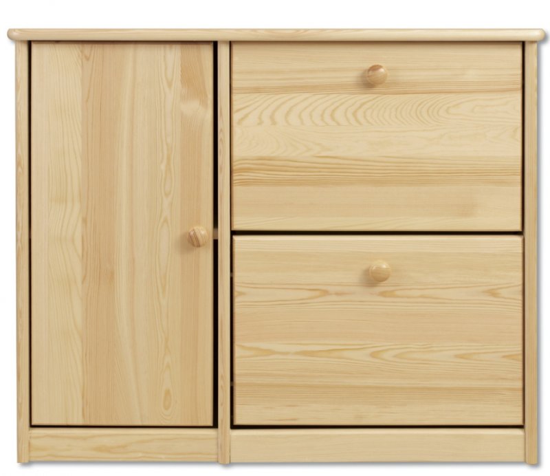 Botník s výklopnými zásuvkami z masivní borovice 90x29x80cm - Šedá