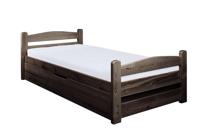 Posteľ z masívnej borovice s výklopným úložným priestorom 90x200cm - Sivá