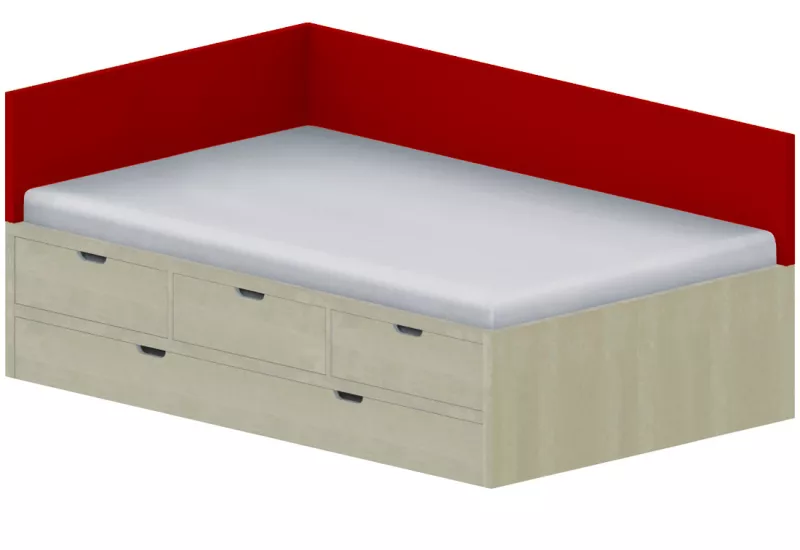 Lôžko drevodekor 120x200cm - Chilli red