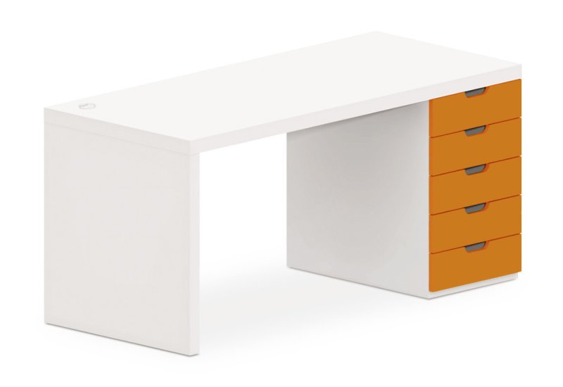 Stůl se zásuvkovým kontejnerem 160x70cm - Chilli red