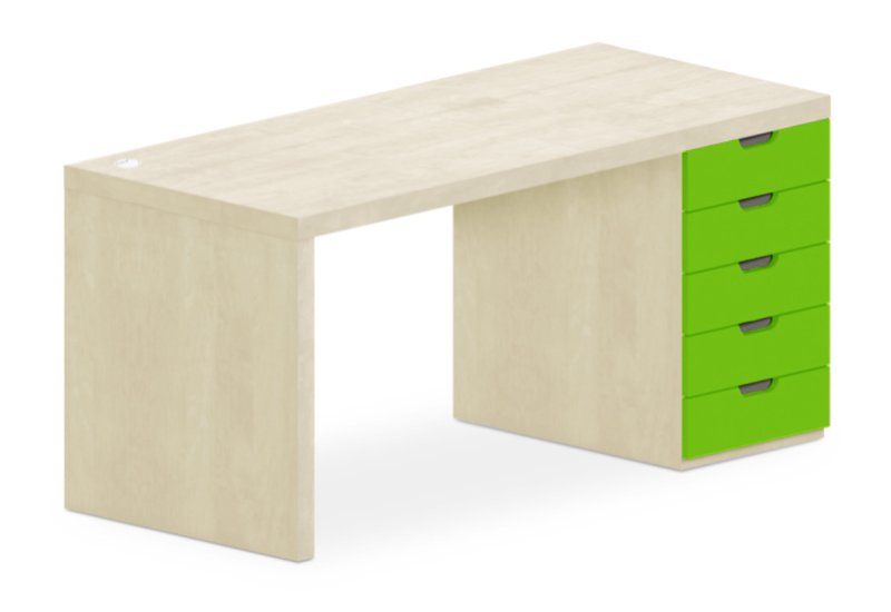 Stůl se zásuvkovým kontejnerem 160x70cm - Chilli red