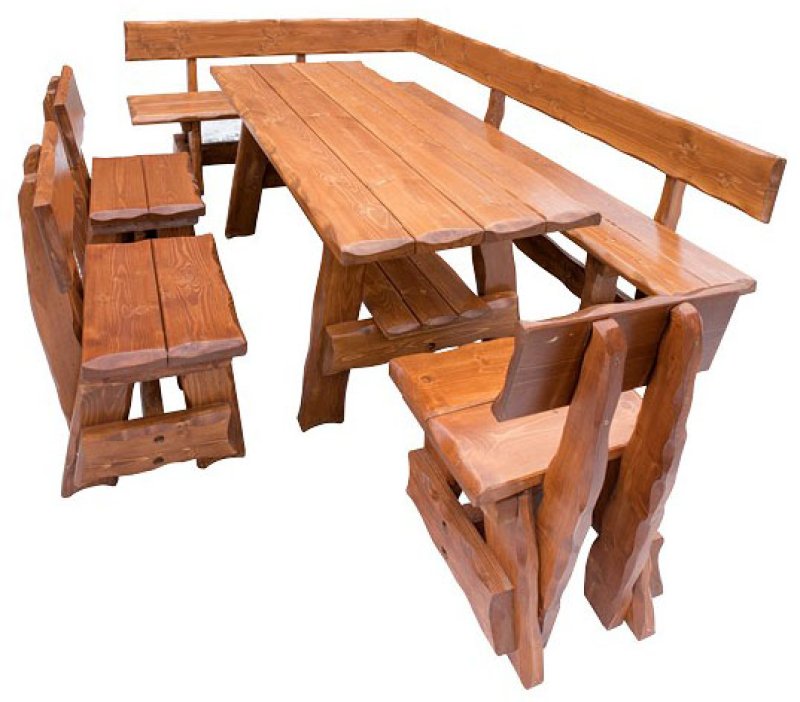 Zahradní set z masivního smrkového dřeva  - Bělený lak