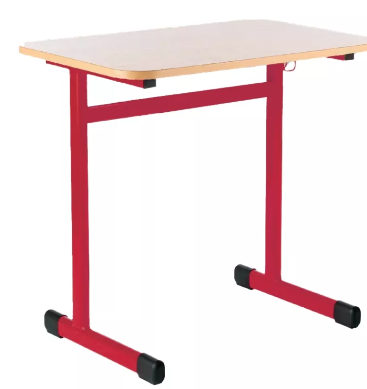 Školní stůl TITAN jednomístný bez košíku - v. 59 cm -  Červená/Buk 13